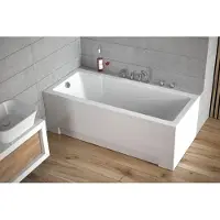 Besco Badewanne Rechteck Modern 160x70 mit Acrylschürze, Füßen und Ablaufgarnitur GRATIS