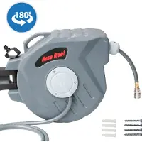 Karpal Druckluftschlauch AufrollerDrucklufttrommel 20m PVC-Gewebe Schlauchtrommel Druckluftschlauch 1/4" Schnellkupplung Schlauchstopp 2m Automatischer
