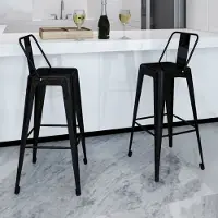 vidaXL Stabli Möbel Barhocker 2 Stk. Schwarz Stahl CC9287071