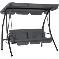 SUCCESS COURIER Gartenschaukel 3-Sitzer, umbaubar zur Liege, 200x125x170 cm, Anthrazit, verstellbares Polyesterdach 180 g/m², inkl. Matratze
