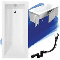 Besco Badewanne Rechteck Modern 160x70 mit Ablaufgarnitur, Füßen und Styroporverkleidung GRATIS