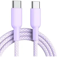 Wigento USB C Ladekabel 60W Schnellladung Nylon Datenkabel 2 Meter Lila Universell