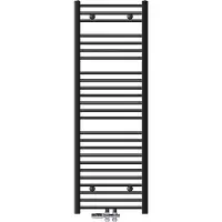 LuxeBath Badheizkörper Mittelanschluss 500 x 1500 mm Anthrazit gerade mit Thermostat und Anschlussgarnitur Durchgang Boden - Heizkörper, ohne Heizstab