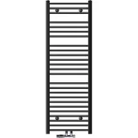 LuxeBath Badheizkörper Mittelanschluss 500 x 1500 mm Anthrazit gerade mit Thermostat und Anschlussgarnitur Eck Wand - Heizkörper, ohne Heizstab