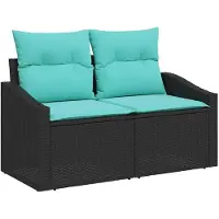 vidaXL Sofa Set mit Kissen mit Speicher 6 pcs Schwarz Poly-Rattan