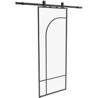 Vente-unique Schiebetür im Loft-Stil – Aluminium und gehärtetes Glas – H 204 x B 83 cm – schwarz – CLOSIDA