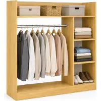 VCM Palosa Kleiderschrank H. 120 x B. 124 x T. 35 cm mit Kleiderstange & Regalfächern Offene Garderobe - Palosa L
