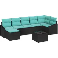 vidaXL Sofa Set mit Kissen 8 pcs Schwarz Poly Rattan