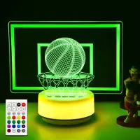 Nikcorp LED-Nachtlicht 3D Basketball-Leuchte Mehrfarbig Dekorativ Geschenk Sport