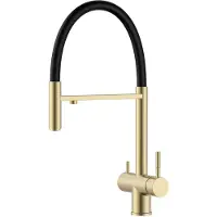 Pure.Sink Elite Steel Flex 3-Wege-Küchenarmatur aus gebürstetem PVD-Gold mit flexiblem Auslauf und gefiltertem Wasser PS8110-60