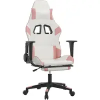 Syfax Gaming-Stuhl mit Fußstütze Weiß und Rosa Kunstleder