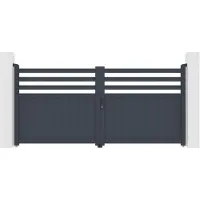 Casanoov Doppelflügeltor Aus Aluminium Nevis 300x140cm Grau