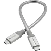 Verbatim USB-C auf USB-C Edelstahl-Synchr.- und Ladekabel USB 3.1 GEN 2 30 cm, 0,3 m, USB C, USB C, USB 3.2 Gen 2 (3.1 Gen 2), 10 Gbit/s, Silber