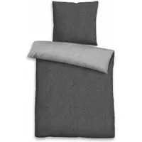 TRAUMSCHLAF Uni Melange Flanell Bettwäsche 840200 Kissenbezug einzeln 40x80 cm titanium