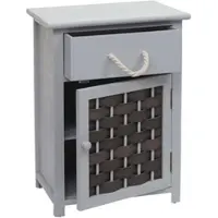 Décoshop26 - Mehrzweckkommode mit Schublade 55 x 39,5 x 28,5 cm braunes Polyrattan dunkelgraues Holz 04_0006502