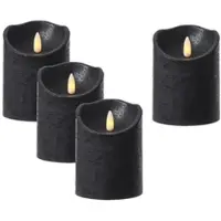 MARELIDA 4er Set LED Kerzenset Rustik Optik Echtwachs flackernd H: 10cm in schwarz | Gr.: onesize