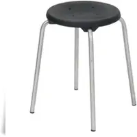Chefgastro PROREGAL Edelstahl Stapelhocker Colorado High | HxØ 58x35cm | Tragfähigkeit 110kg | Polyurethane-Sitz | ideal für Lebensmittelindustrie | Schwarz