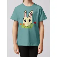 Wat? Apparel T-Shirt Osterhase mit Blumen in Teal Monstera | Gr.: 122/128
