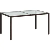 Furnicato Gartentisch 150x90x75 Cm Gehärtetes Glas Poly Rattan Braun