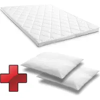 Sleezzze Komfortschaumtopper T6 180 x 200 cm, Höhe 6 cm, Härtegrad H3 + 2 CloudComfort Basic Mikrofaser Kopfkissen 80 x 80 cm