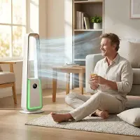Aiorber Turmventilator 3-in-1, 24 Stufen, Fernbedienung, LED Display, Timer, 34 dB leise, Weiß