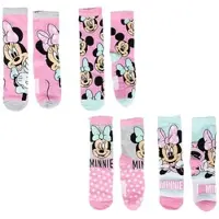 Cerdá 4er - Pack Kindersocken Disney Minnie Mouse Geschenkset mit Spardose in Rosa | Gr.: 27-30