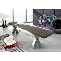 MASSIVMOEBEL24.DE Bank Akazie 180x38x46 grau lackiert IRON LABEL #141
