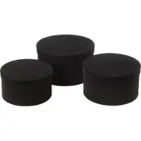J-Line Set Von 3 Dosen Flach Velours Papier Schwarz