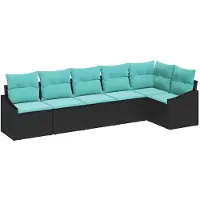 vidaXL Sofa Set 6 Stk. Schwarz [Synthetisch]: Poly Rattan