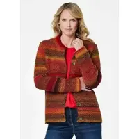 Goldner Multicolor Woll-Jacke mit Stehkragen in rot / orange / gemustert | Gr.: 42