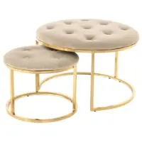 Kayoom Hocker Becky 825 2er-Set in taupe - gold | Gr.: onesize