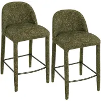 Duhome Barhocker 2er Set en Bouclé und Metall Barstuhl mit Pedal Polsterhocker Modern für Küche Esszimmer Bar Bistro, Grün