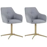 ByLiving Esszimmerstuhl "OTTAWA", grau (grau, eiche natur), B:62cm H:85cm T:58cm, Metall, Stoff, Stühle, Esszimmerstuhl, Webstoff, 110 kg, 360 drehbar, umlaufendem Keder, Zierknopf im Rücken