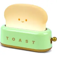 LAMON Toast Nachtlicht Kinder, Süßes LED Nachtlicht mit USB Wiederaufladbar und Timer, Weihnachtsgeschenk Schlafzimmer-Nachttischlampe(Grün)