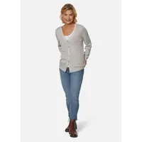 Goldner Rippstruktur-Cardigan mit Glanzeffekt in taupe | Gr.: 46