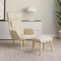 vidaXL Möbel Relaxsessel mit Hocker Creme Stoff - Fernseh- & Relaxsessel 3097752