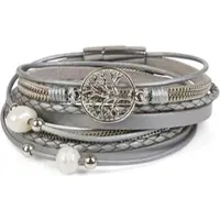StyleBREAKER Armband in Hellgrau-Silber | Gr.: onesize