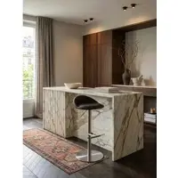 KADIMA DESIGN Barhocker Edelstahl Höhenverstellbar Rückenlehne Drehbar, Braun 43x43x90 cm