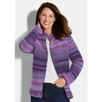 Goldner Multicolor Woll-Jacke mit Stehkragen in lila / flieder / gemustert | Gr.: 48