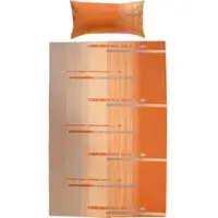 Erwin Müller Edel Flanell Bettwäsche in orange-taupe | Gr.: 155x220 cm (40x80 cm)