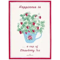 Greengate Geschirrtuch BERRY HAPPINESS Weiß mit Erdbeeren im Becher | Gr.: onesize