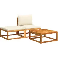vidaXL 3-tlg. Gartensofa-Set mit Kissen Holz Akazie & Seil