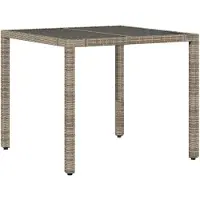 vidaXL Gartentisch mit Glasplatte Grau 90x90x75 cm Poly Rattan