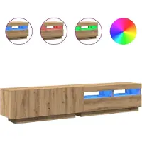 vidaXL TV-Schrank mit LED-Leuchten Artisan-Eiche 200x35x40 cm