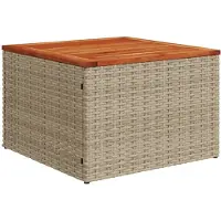 vidaXL Gartentisch Beige 55x55x37 cm Poly Rattan und Akazienholz