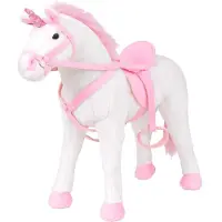 vidaXL Plüschtier Einhorn Stehend Plüsch Weiß und Rosa XXL