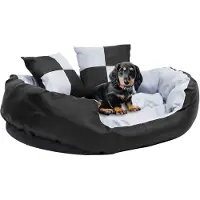 vidaXL Wendbares & waschbares Hundekissen Grau und Schwarz 85x70x20 cm
