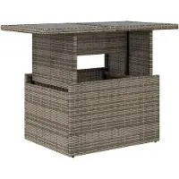 vidaXL Gartentisch mit Glasplatte Grau 100x55x73 cm Poly Rattan