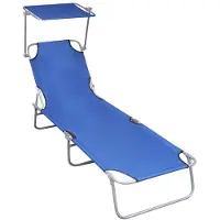 vidaXL Klappliege mit Sonnendach Blau Aluminium