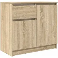 vidaXL Sideboard mit Schublade Sonoma-Eiche 71x35x65 cm Holzwerkstoff